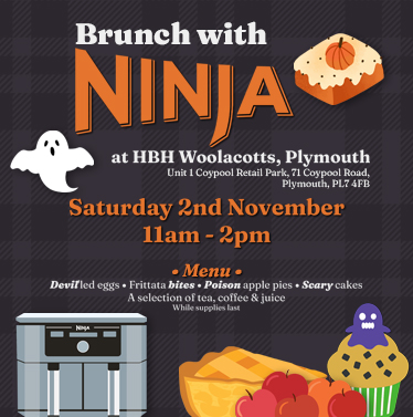 We're hosting a FREE spooky brunch at HBH Woolacotts, Plymouth, using Ninja air fryers. Saturday 2nd November, 11am - 2pm.